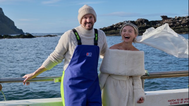 NO SALES, NO ARCHIVE. CAN ONLY USED IN CONNECTION WITH THE WEDDING OF JAMES WATT AND GEORGIA TOFFOLO Handout photo issued by Sodali PR of BrewDog founder James Watt, 42 and TV personality Georgia Toffolo, 30, aboard his father's lobster fishing boat on Saturday at Gardenstown, Aberdeenshire, the small fishing village where James grew up, before their wedding ceremony. Picture date: Saturday March 1, 2025. PA Photo. See PA story SHOWBIZ Toffolo . Photo credit should read: James Watt/Georgia Toffolo/PA Wire NOTE TO EDITORS: This handout photo may only be used in for editorial reporting purposes for the contemporaneous illustration of events, things or the people in the image or facts mentioned in the caption. Reuse of the picture may require further permission from the copyright holder.
